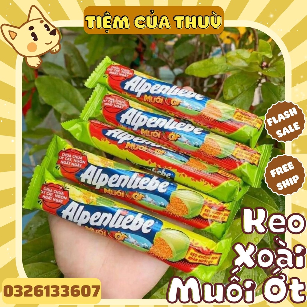 5 Thỏi Kẹo Xoài Nhân Muối Ớt Alpenliebe, ăn vặt ngon Trà MY