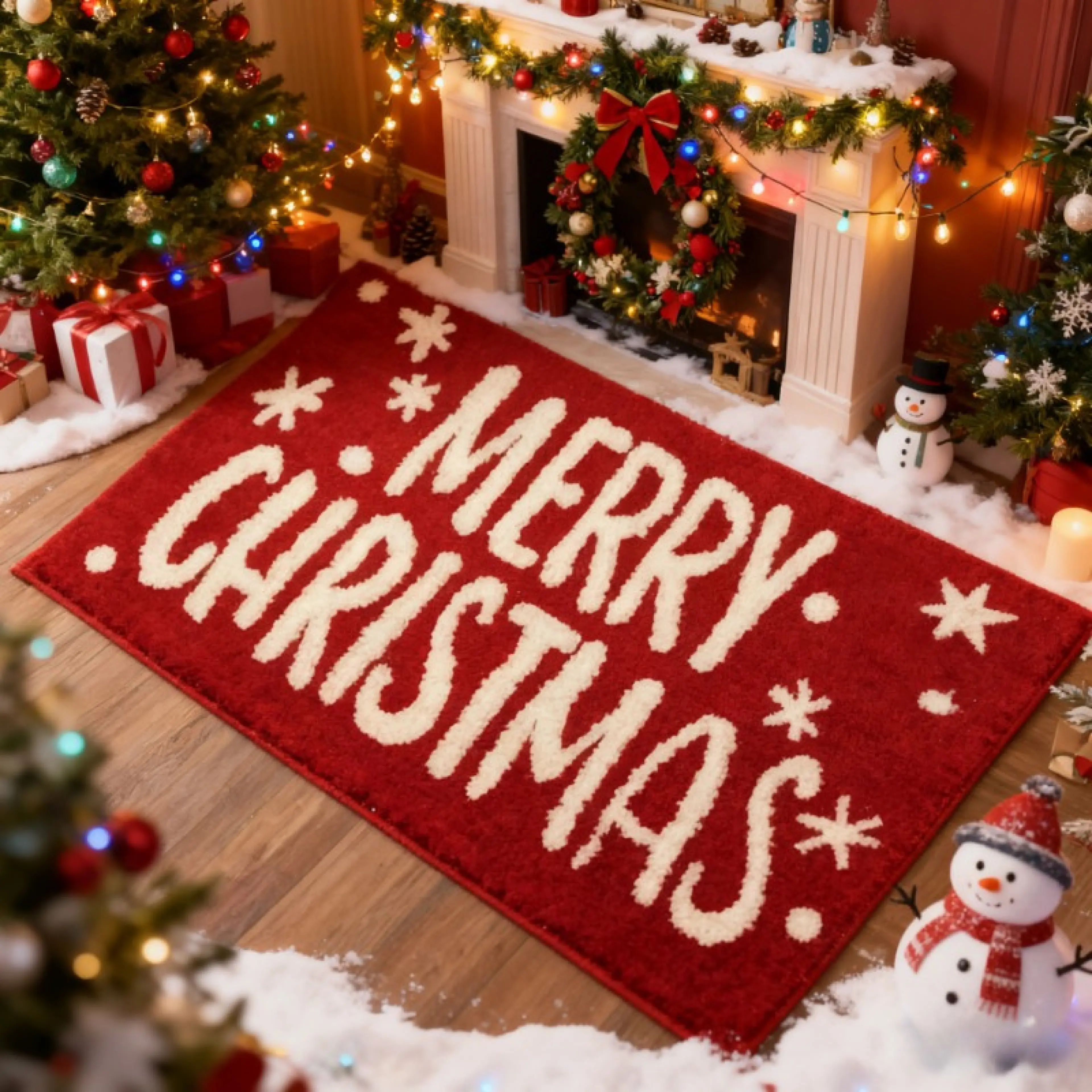 【Keep_Real】Cod Christmas Carpet, Doormat, Floor Mat 40X60Cm, Absorbs Water Well, Anti-Slip, Quick-Drying, Christmas Decoration.