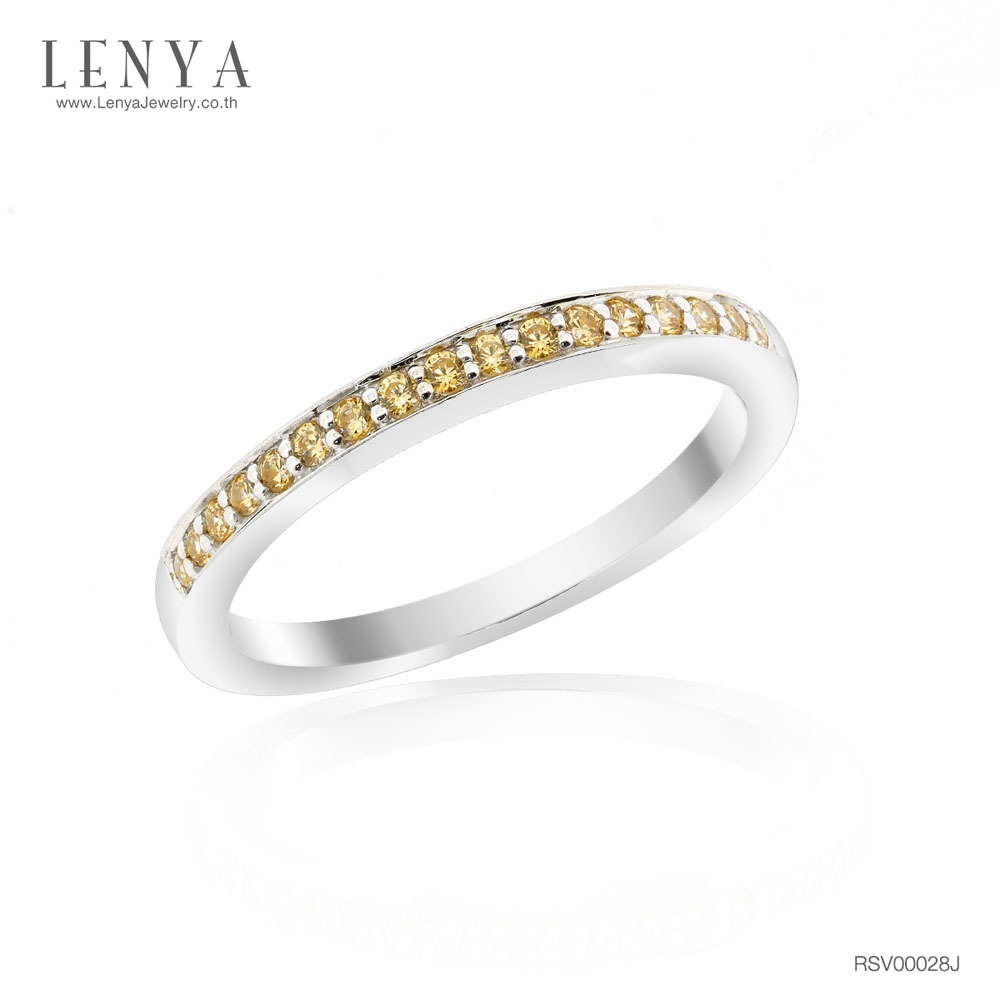 Lenya Yellow Cz Ring from Swarovski, Luxurious, Beautiful and Classic, Size 1.25 Mm, 925 Sterling Silver Body, White Gold Plated. ราคา 1,740 บาท*ส่งฟรี