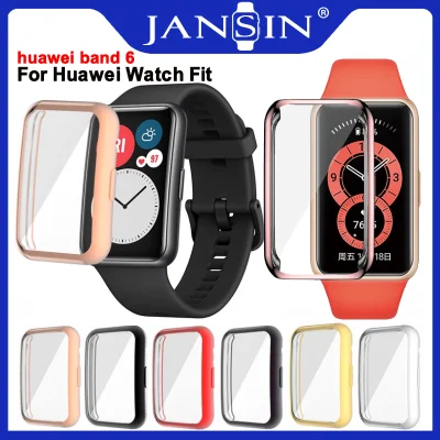 TPU Soft Full Screen Protector Case Shell Edge Frame For Huawei Band 6 Smart Band Watch Case Huawei Watch Fit Strap Band Protective Bumper Cover Accessories