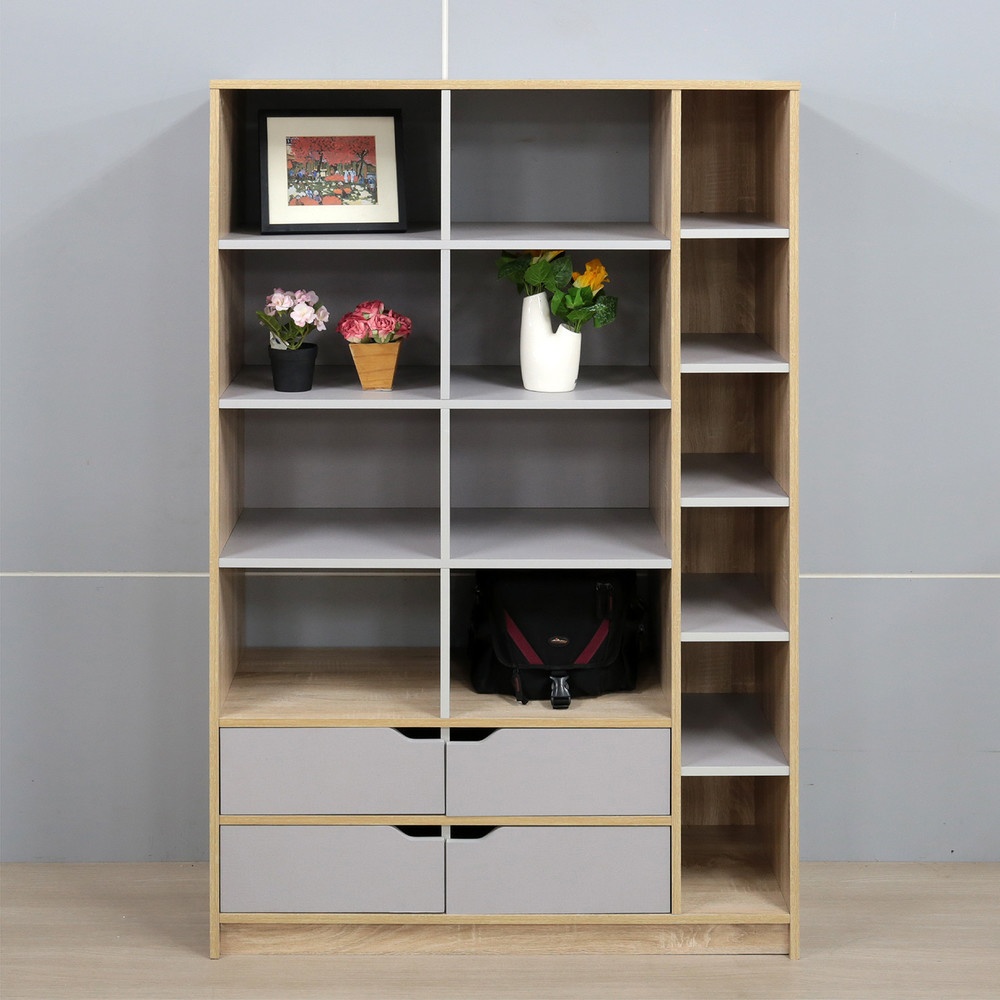 Global House DELICATO ชั้นอเนกประสงค์ 4 ประตู 100X39X150ซม. ทูโทน บีช-เทา รับประกันของเเท้! ราคา 2,753 บาท*ส่งฟรี