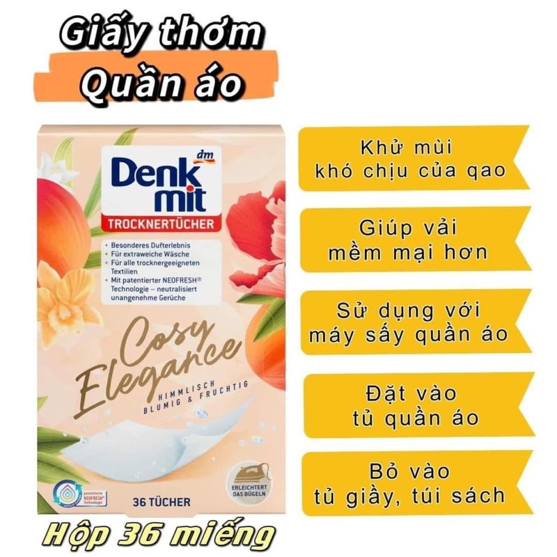 Giấy thơm quần áo Denkmit Cosy Elegance - SẢN PHẨM CHẤT LƯỢNG CAO, ĐƯỢC YÊU THÍCH SĂN ĐÓN TRÊN THỊ TRƯỜNG HIỆN NAY, HÀNG ĐẢM BẢO DÙNG SIÊU THÍCH MỜI KHÁCH YÊU TRẢI NGHIỆM