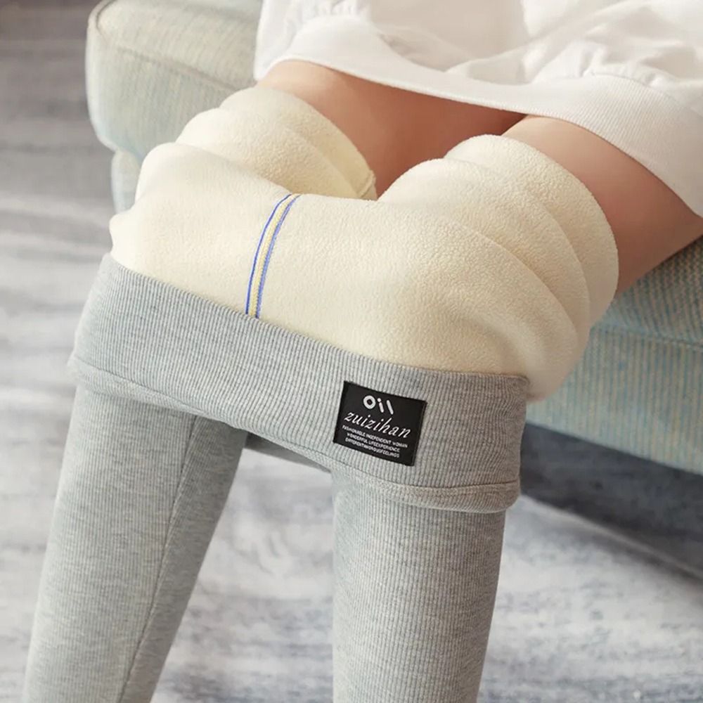 LQNLQ Lambswool Quần legging lót lông cừu Thoải mái Màu trơn Quần legging giữ nhiệt Giữ ấm Quần legging cạp cao Phụ nữ