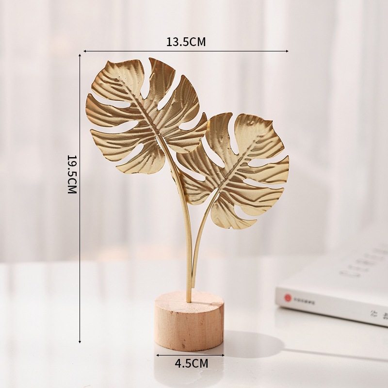 Eyre（Jaminan Kualitas ☑） Ornamen ginkgo biloba besi gaya Skandinavia ornamen ginkgo biloba rumah kreatif pintu masuk ruang tamu pintu masuk lemari anggur dekorasi lemari anggur kerajinan logam mewah ringanstyle iron ginkgo biloba ornaments creative home