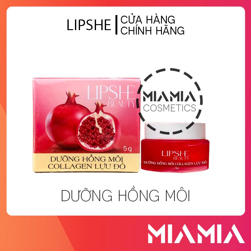Dưỡng môi collagen lựu đỏ lipshe beauty chính hãng - son dưỡng ẩm hồng môi chống thâm