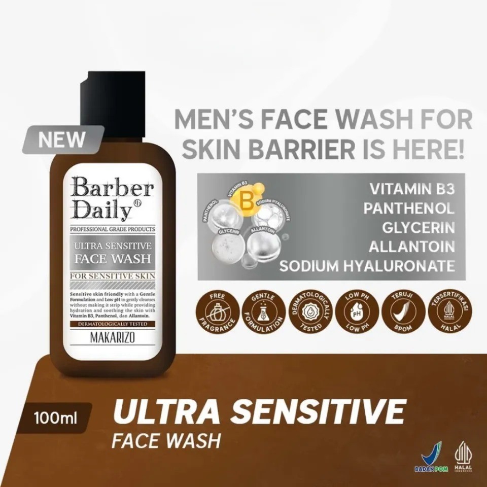 Barber Daily Ultra Sensitive Face Wash 100mL BY COSME