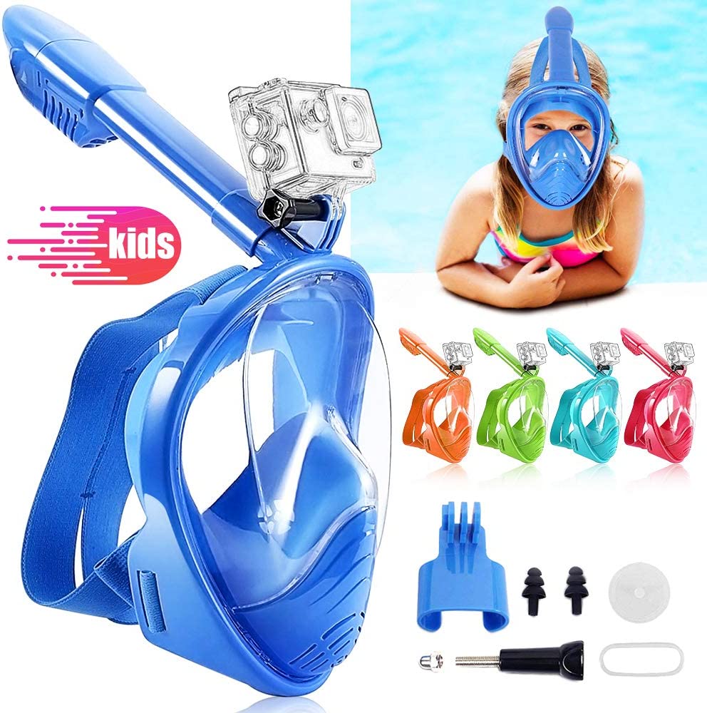 Full Face Kids Snorkel Mask Snorkeling Gear Diving Marsk with Camera Mount
