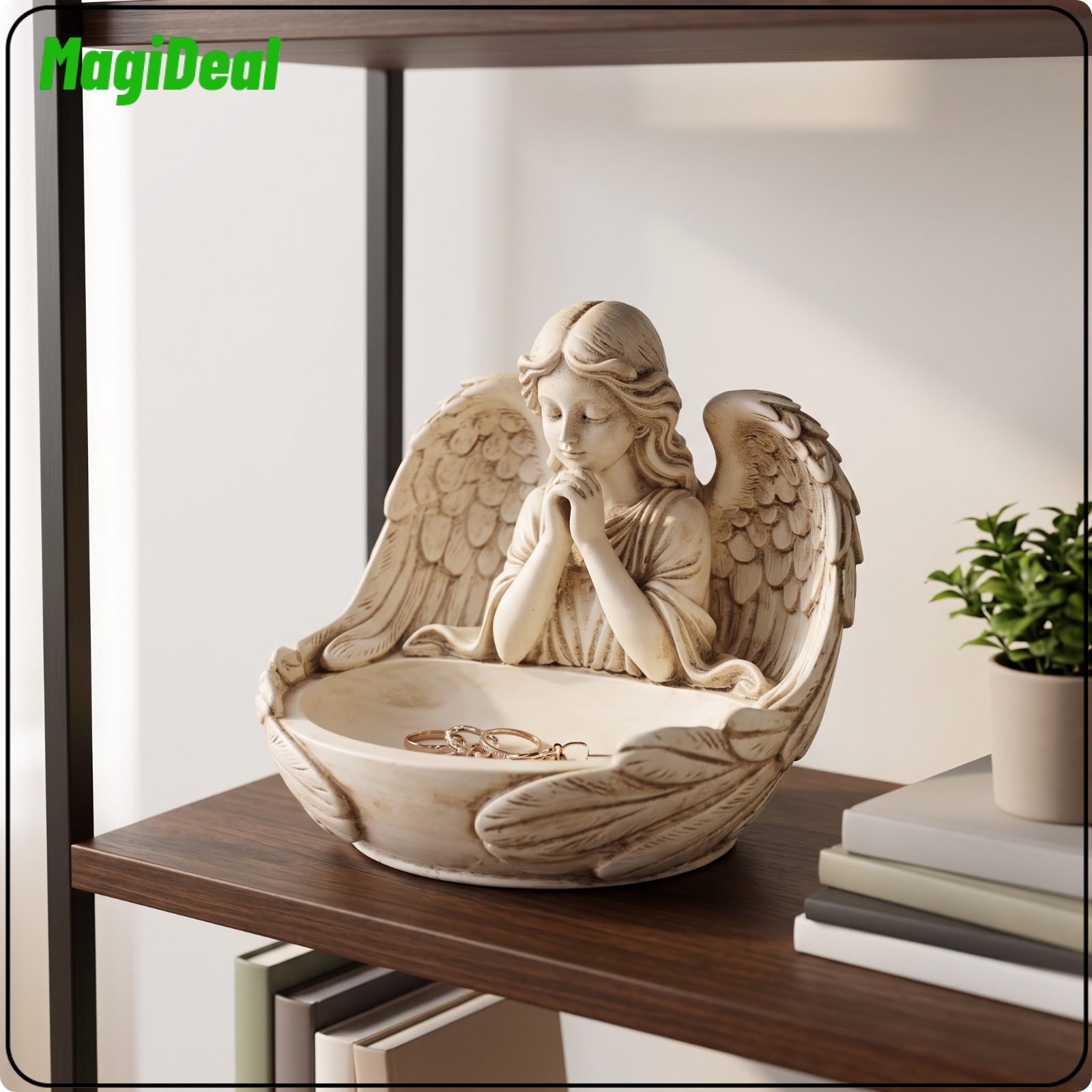 MagiDeal Vintage Angel Statue with Tray Distressed Angel Jewelry Tray Aesthetic Elegant for Dresser ราคา 2,274 บาท*ส่งฟรี