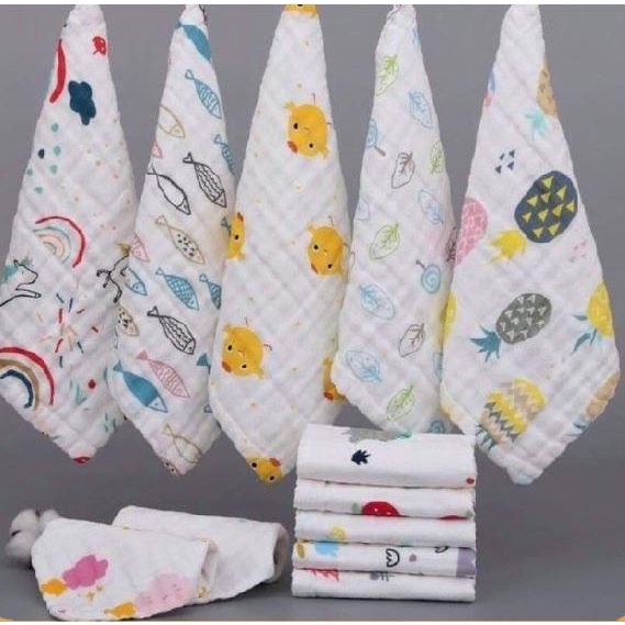 Set 5 Khăn sữa aden nhăn 6 lớp dày đẹp cho bé