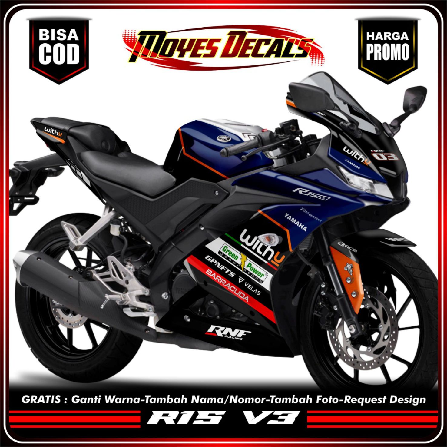 Jual Yamaha R15 V3 Decal Motogp Terbaru 