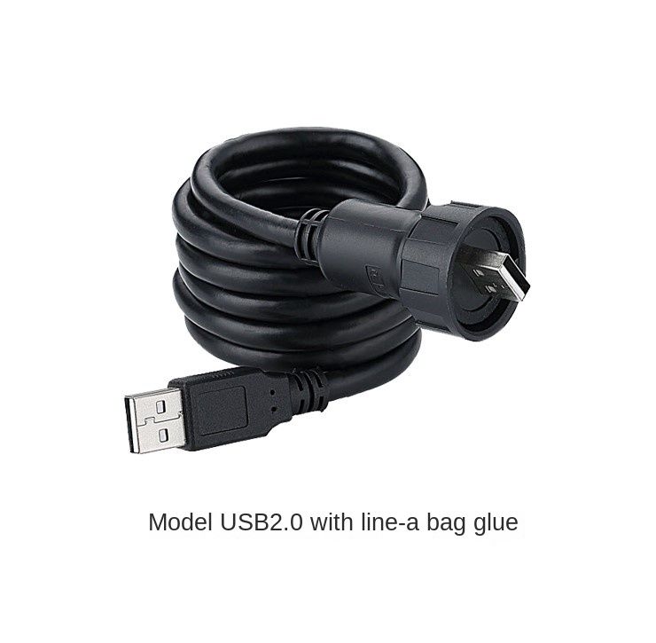 USB2.0-CPI-01-100 với một đầu cáp được bọc cao su | Đầu Nối Dữ Liệu CNLINKO YU-USB2.0 Chống Nước | USB 2.0, 1M Dây, 4 Đầu, IP67