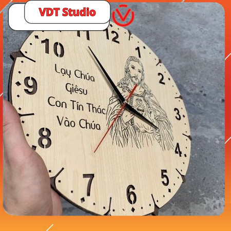 Đồng hồ treo tường công giáo hình chúa giêsu trang trí nhà cửa,treo tường trang trí phòng khách bằng gỗ cao cấp