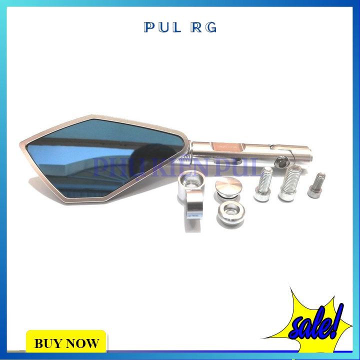 Gương chiếu hậu 5 cạnh rizoma loại 1 - 1 cặp trái phải nhôm full cây màu bạc