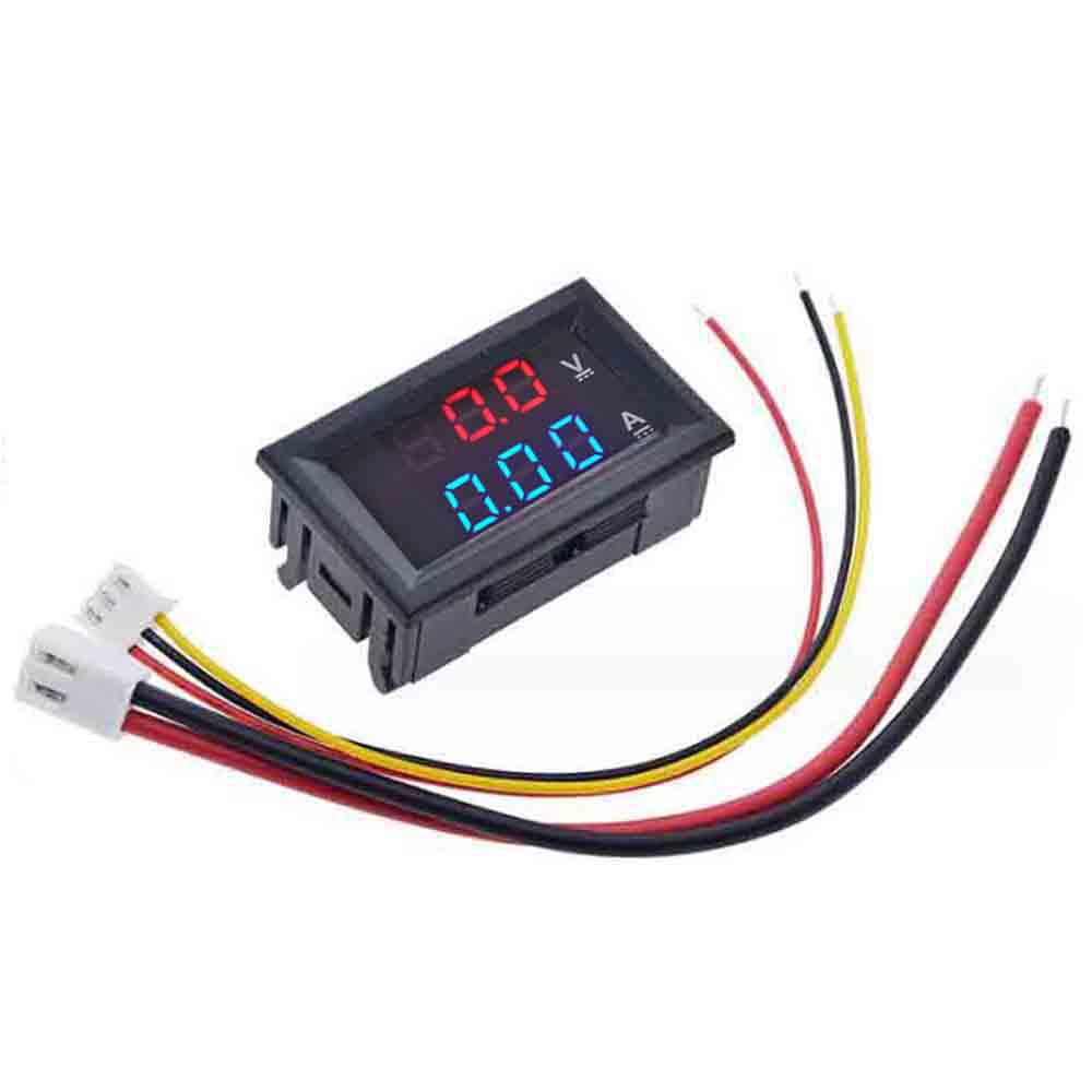 Dc 0-100V 10A Ampe kế Vôn kế kỹ thuật số hiển thị thời gian kép vôn kế hiện tại Meter Bảng điều chỉnh amp Vôn kế 0.28 "Red Blue