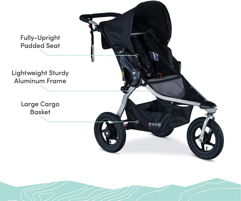 BOB Gear Rambler Infant Baby Children Child Kids Sports Exercise Running Jogging Stroller Jogger. Smooth Ride Suspension and Easy Fold + XL Extra Large Canopy Cover Coverage, Black New Logo Singapore