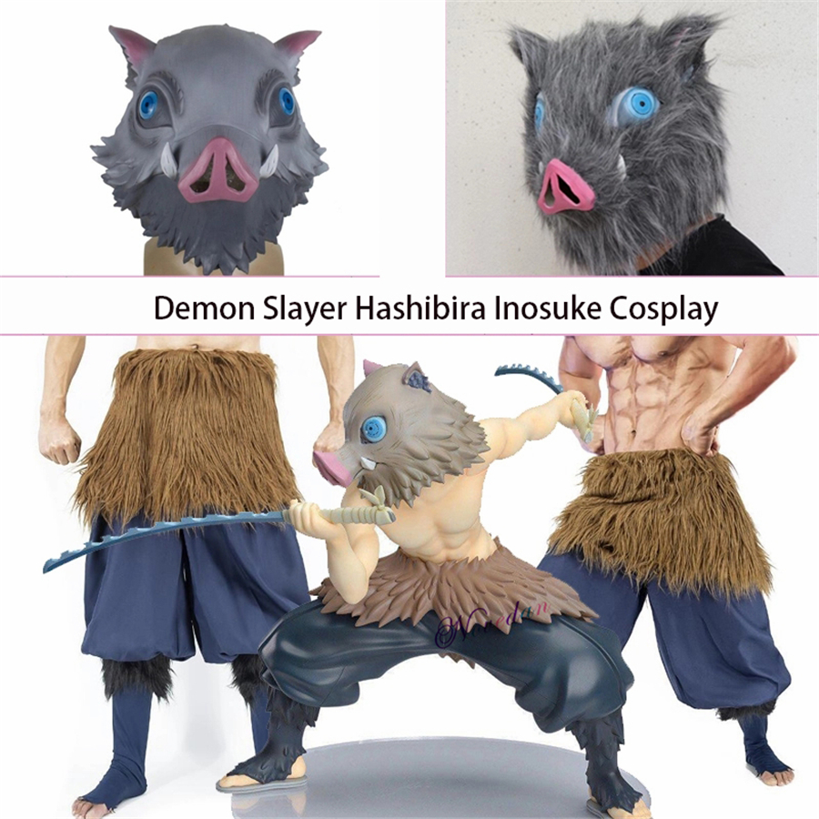 GINLANIME Inosuke Hashibira Mask, Demon Boar Mask Full Head, Grey :  Clothing, Shoes & Jewelry - Amazon.com
