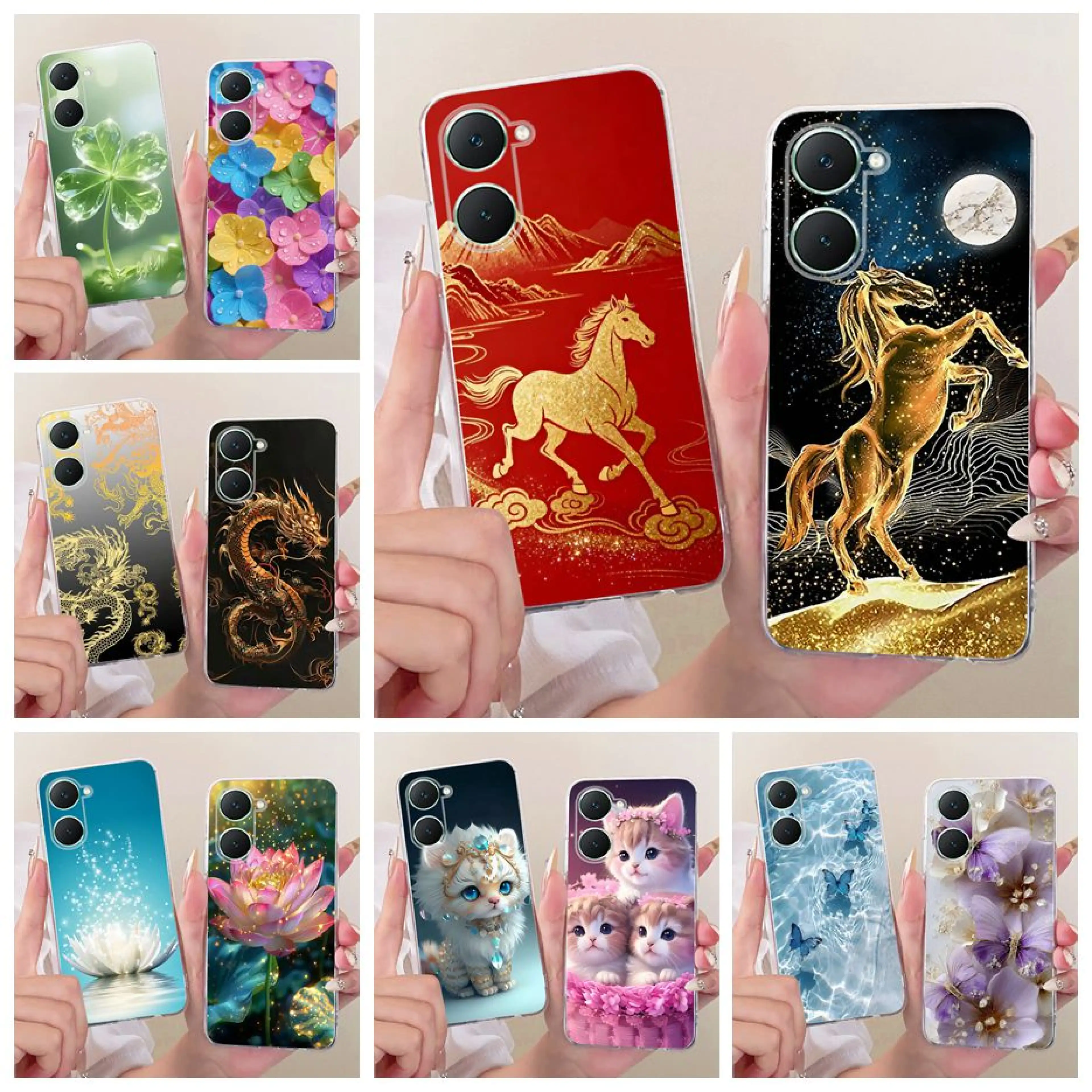 For Vivo Y03 Y03t Case Y18 Y18i Y18e Y18t Cool Horse Painted Cover For Vivo Y28s V2346 Soft Silicone Case For Vivo Y37 Y37m Bags