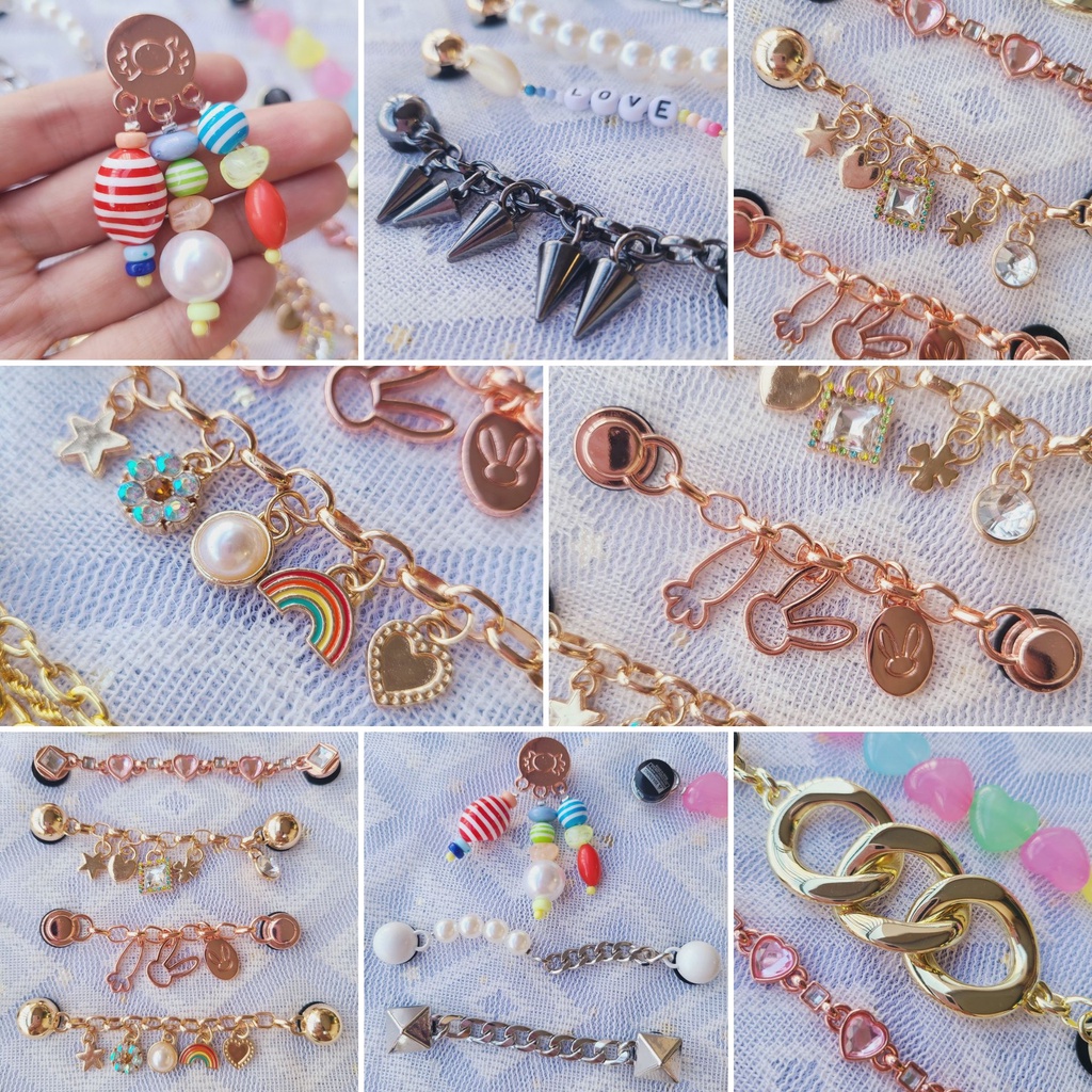 【Sandal Chain fashion New Metal Croc Charm DIY Metal/Pearl/Rivet/Punk/Diamond/Gem/Chain Charm Set Shoes Accessories