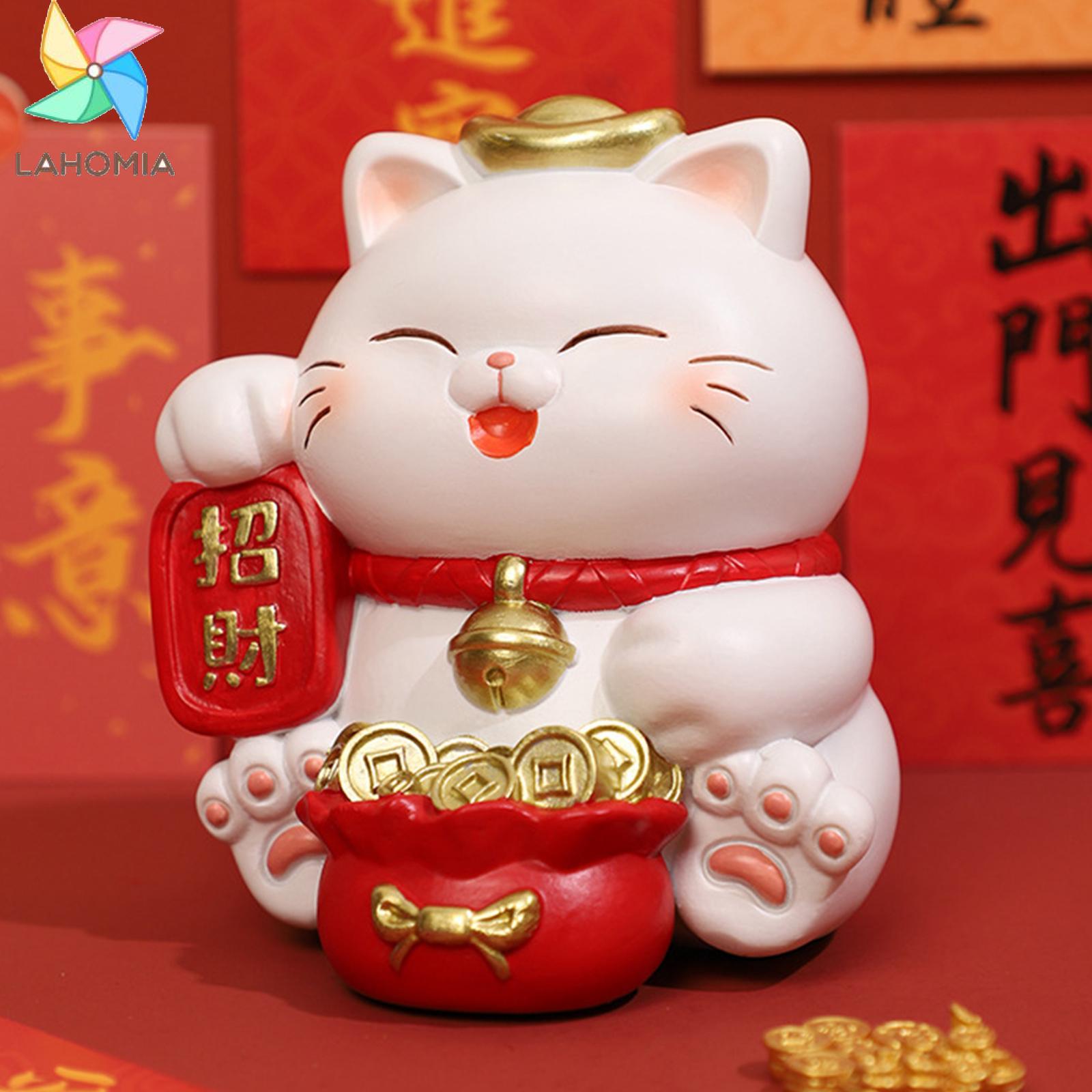 lahomia Lucky Cat Piggy Bank Lucky Cat Statue Animal Statue Tabletop