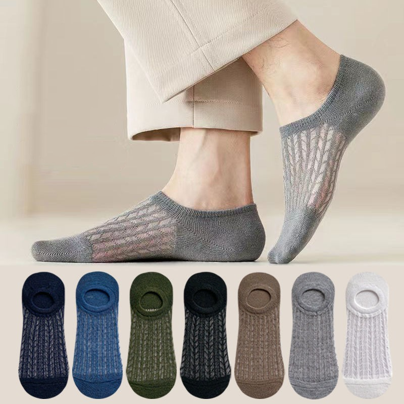 Ceekey tất đến mắt cá chân cho nam tất mỏng cho nam tất lưới thoáng khí mùa hè vớ ngắn cotton vô hình