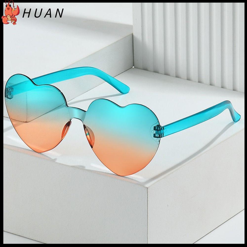 HUAN Hài Hước Đầy màu sắc Tròng kính Gradient Kính râm dự tiệc Kính trái tim Kính râm hình trái tim Che nắng