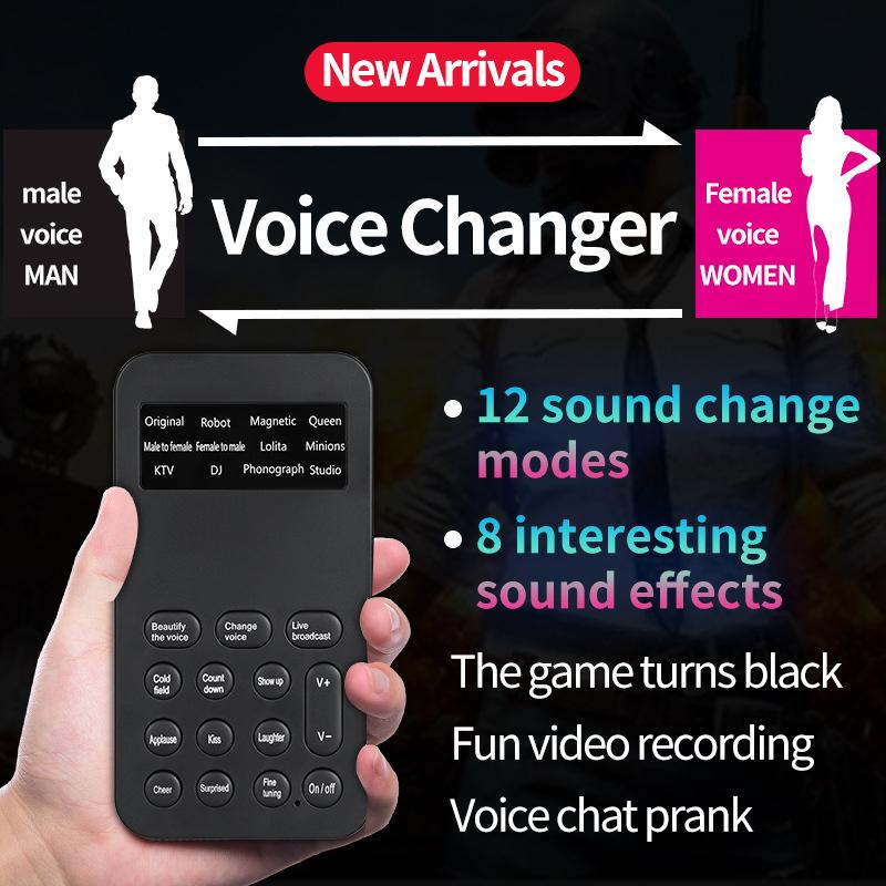 Game Live Sound Card, S9 Multi-functional Fine-tuning English Mini Mobile Phone and Computer Voice Changer