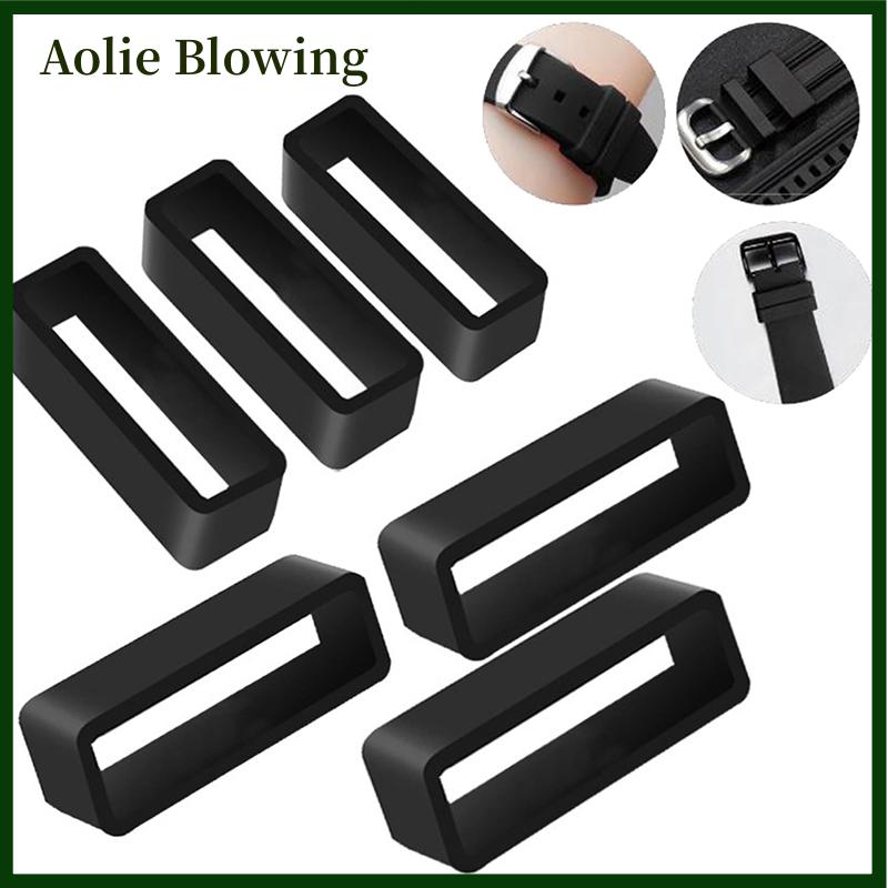 Aolie 7 kích Cỡ Đen Silicone dây đeo đồng hồ giữ lại vòng vòng cao su vòng khóa vòng 14-26mm người giữ Dây đeo đồng hồ phụ kiện