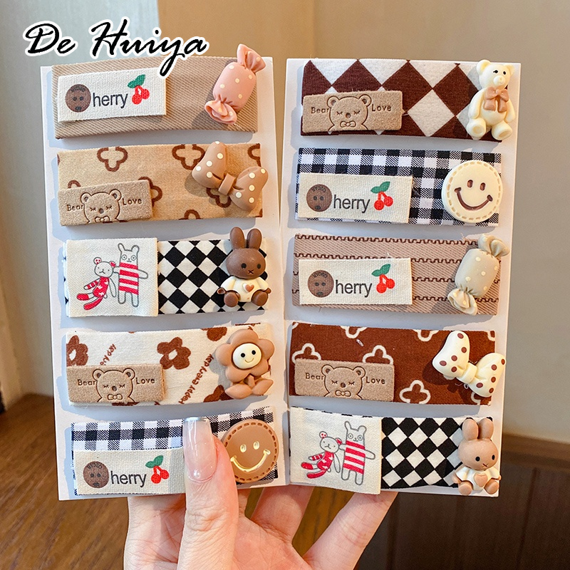 DEHUIYA กิ๊บติดผมลายตารางหมากรุกสไตล์เกาหลีปี2021 ราคา 13 บาท*ส่งฟรี