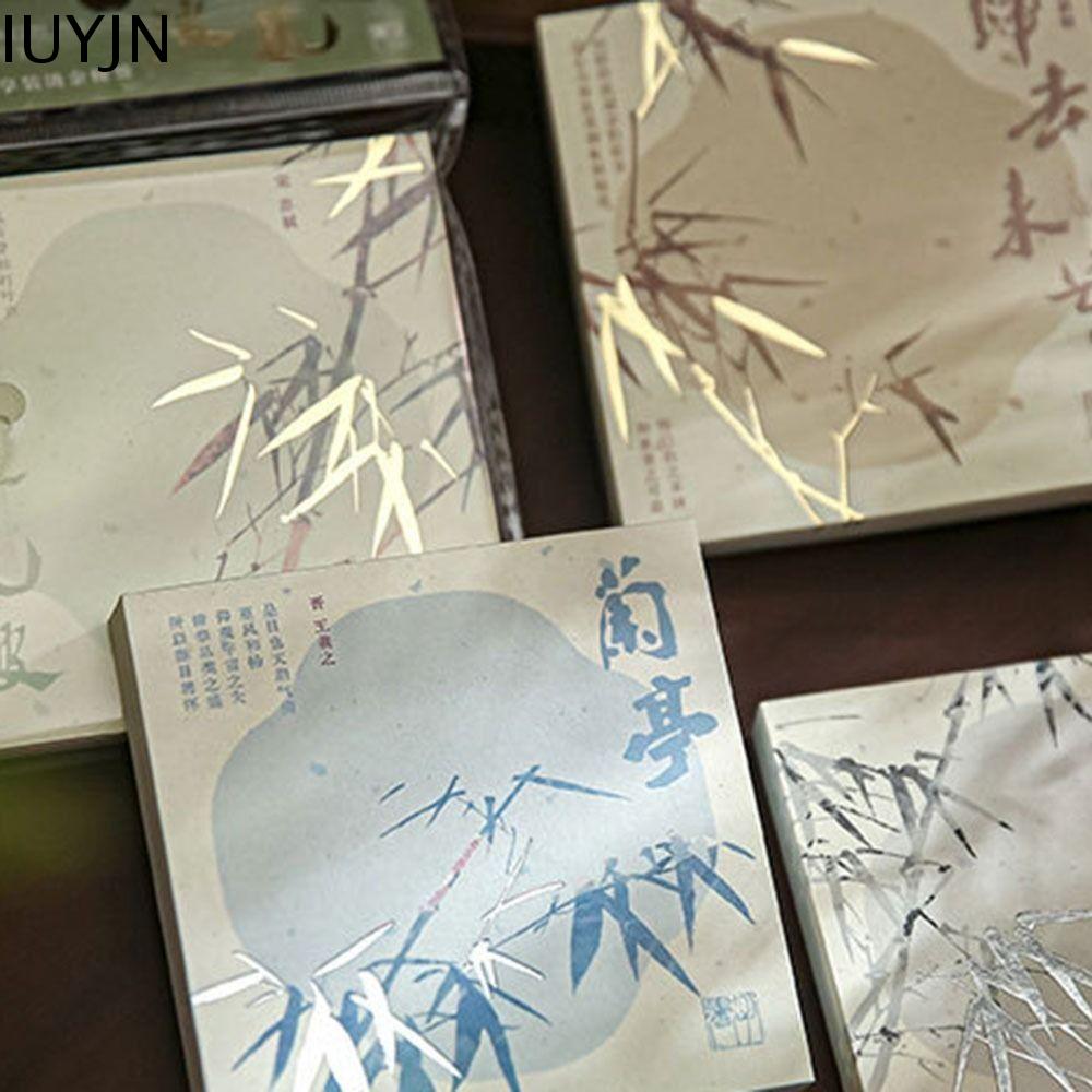IUYJN Sổ kế hoạch Nhật ký ghi nhớ Giấy ghi chú không dính Thẻ làm sổ lưu niệm Viết trơn tru Miếng dán tre Đa năng Từ Nhãn dán dập Vàng Trường học