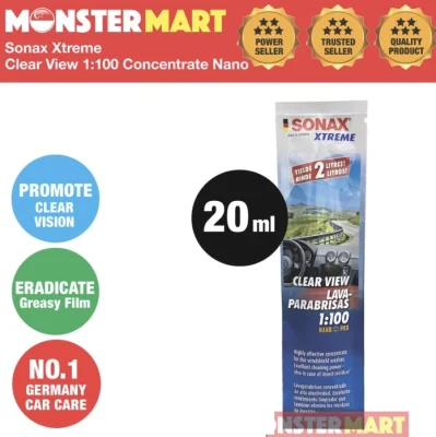 Sonax Xtreme Clear View 1:100 Concentrate Nano Pro 20ml (For Windscreen Wiper Fluid)