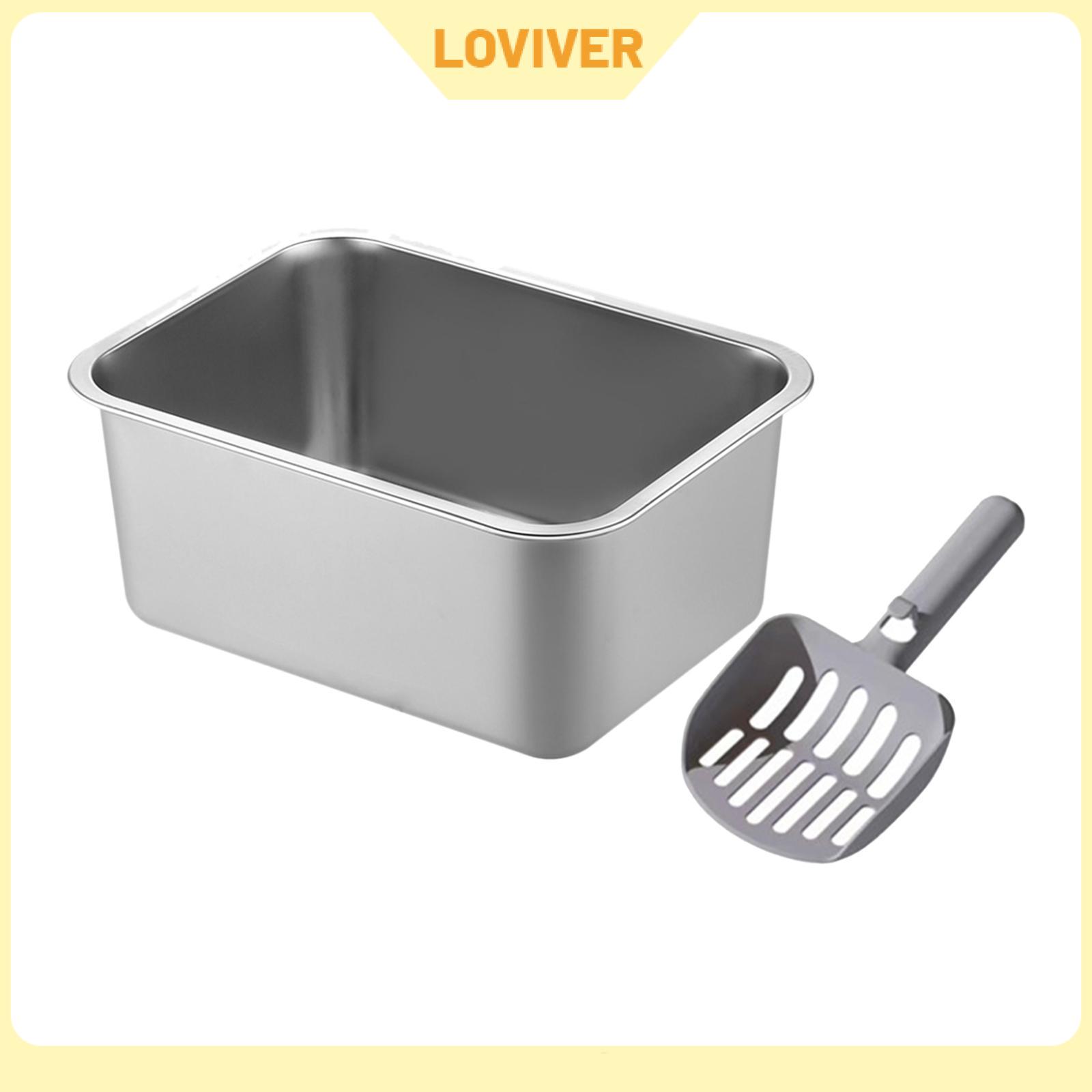 Open Top Pet Kitten Litter Pan Pet Bedpan Stainless Steel Easy Cleaning Kitten Toilet Sturdy and Scoop for Cat Bunny Kitten ราคา 974 บาท*ส่งฟรี
