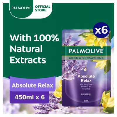 Palmolive Aroma Therapy Absolute Relax Shower Gel 450ml Refill [Bundle of 6] (1506328-6)