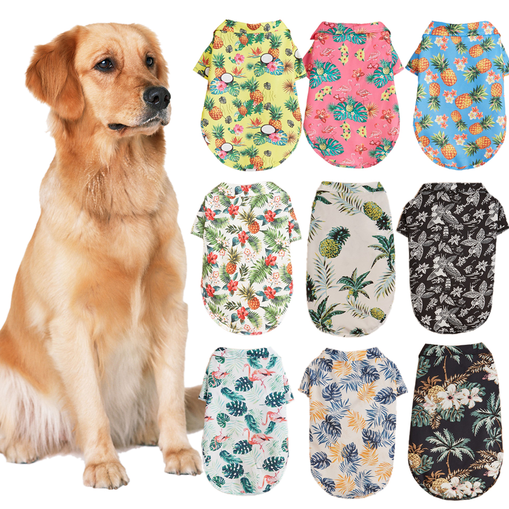 Juanya L-5XL phong cách Hawaii dễ thương mùa hè T-Shirts Thú cưng thoải mái Áo sơ mi cho chó lớn nhỡ quần áo cho cún cưng sản phẩm cho thú cưng