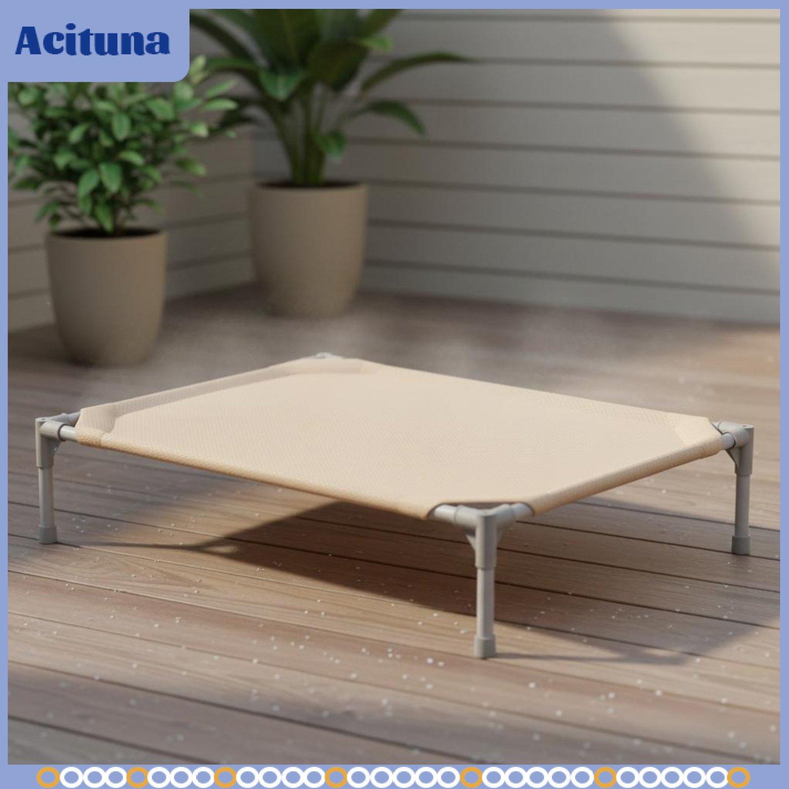 Acituna Easy to Clean Elevated Dog Bed Heavy Duty Raised Dog Cot Sturdy Steel Frame Elevated Pet Bed Moisture-Proof for Outdoor ราคา 2,051 บาท*ส่งฟรี