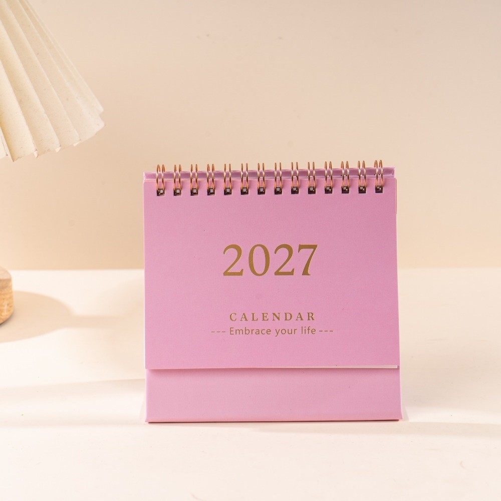 JURHOMIE Standing 2027 Desktop Desk Calendar Foldable Portable Academic Planner Writeable Memo Table Calendar Office Stationery