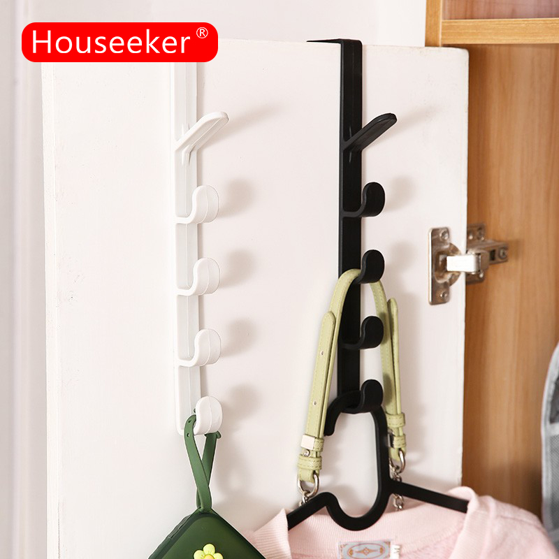 Houseeker Bedroom Door Hanger 5 Hooks Coat Hat Bags Hanging Rack Over The