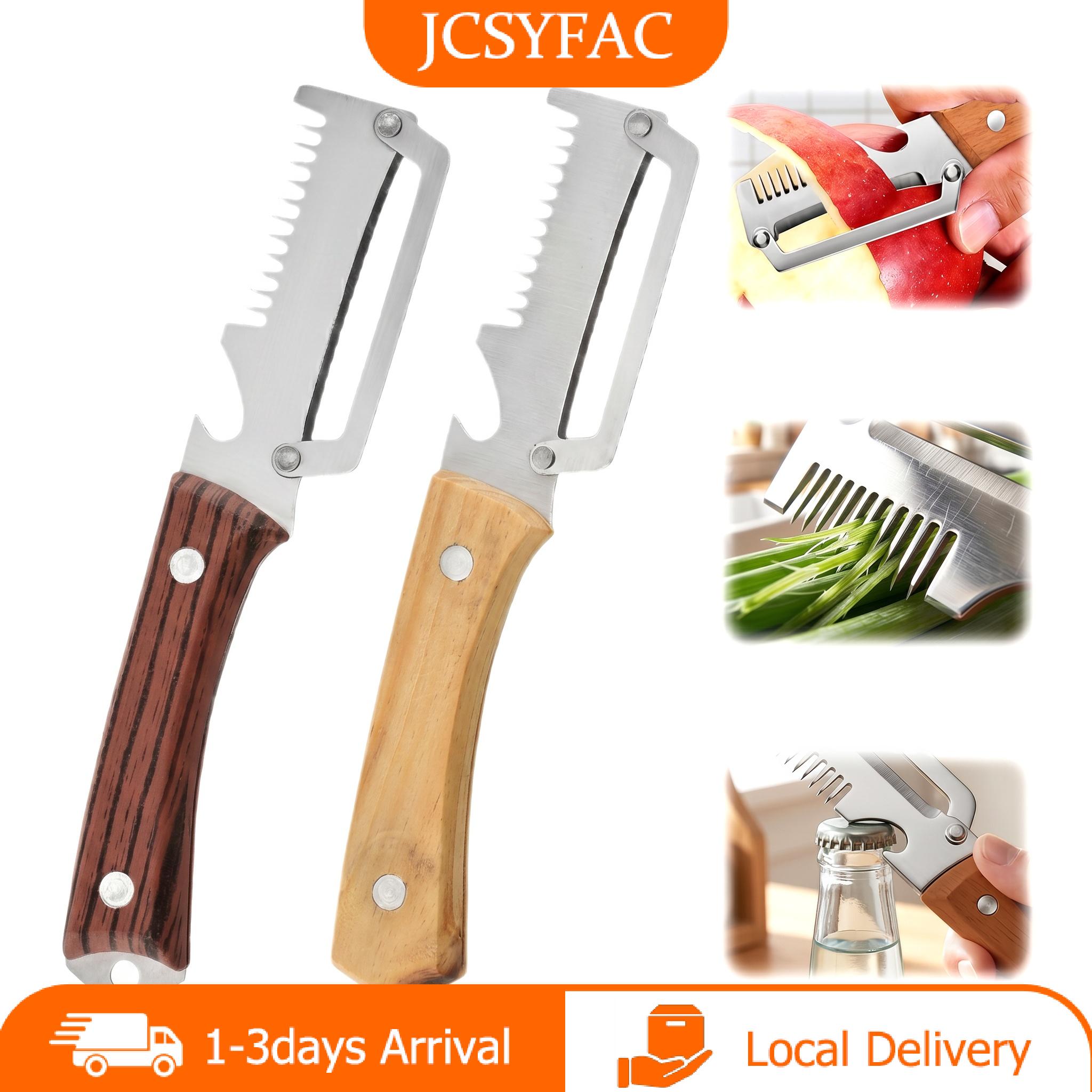 【JCSYFAC】 3 trong 1 răng cưa lột Dao Chuyên Nghiệp Rau Peeler với hành lá Shredder và Opener cho hàng ngày chuẩn bị bữa ăn