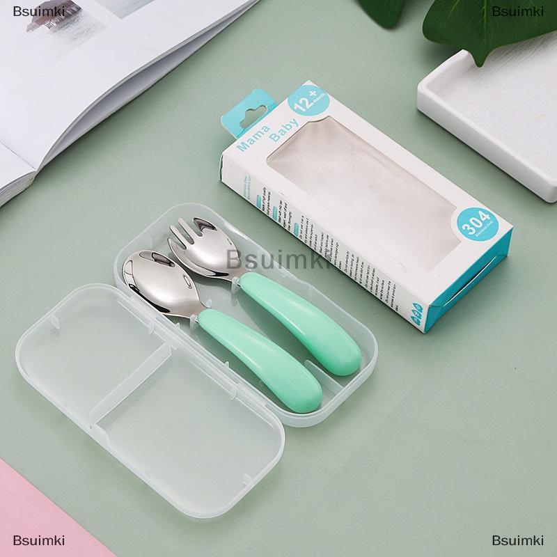 [COD] Bsuimki Bé ăn Bộ đồ ăn đặt trẻ em đồ dùng thép không gỉ trẻ mới biết đi đồ ăn dao kéo phim hoạt hình trẻ sơ sinh ăn muỗng nĩa