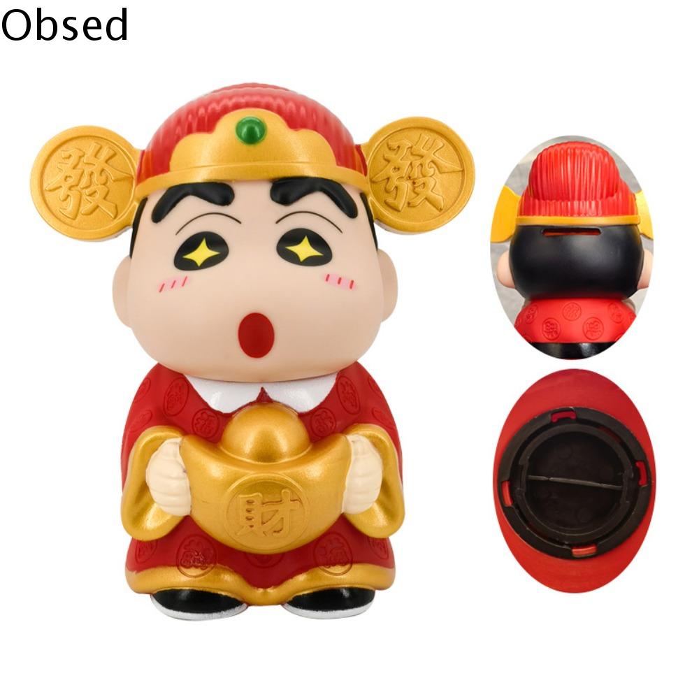 OBSED Thần Tài Heo đất Shin-Chan bút chì màu Mô hình nhân vật Bể tiết kiệm Hộp đựng tiền bút chì Shi