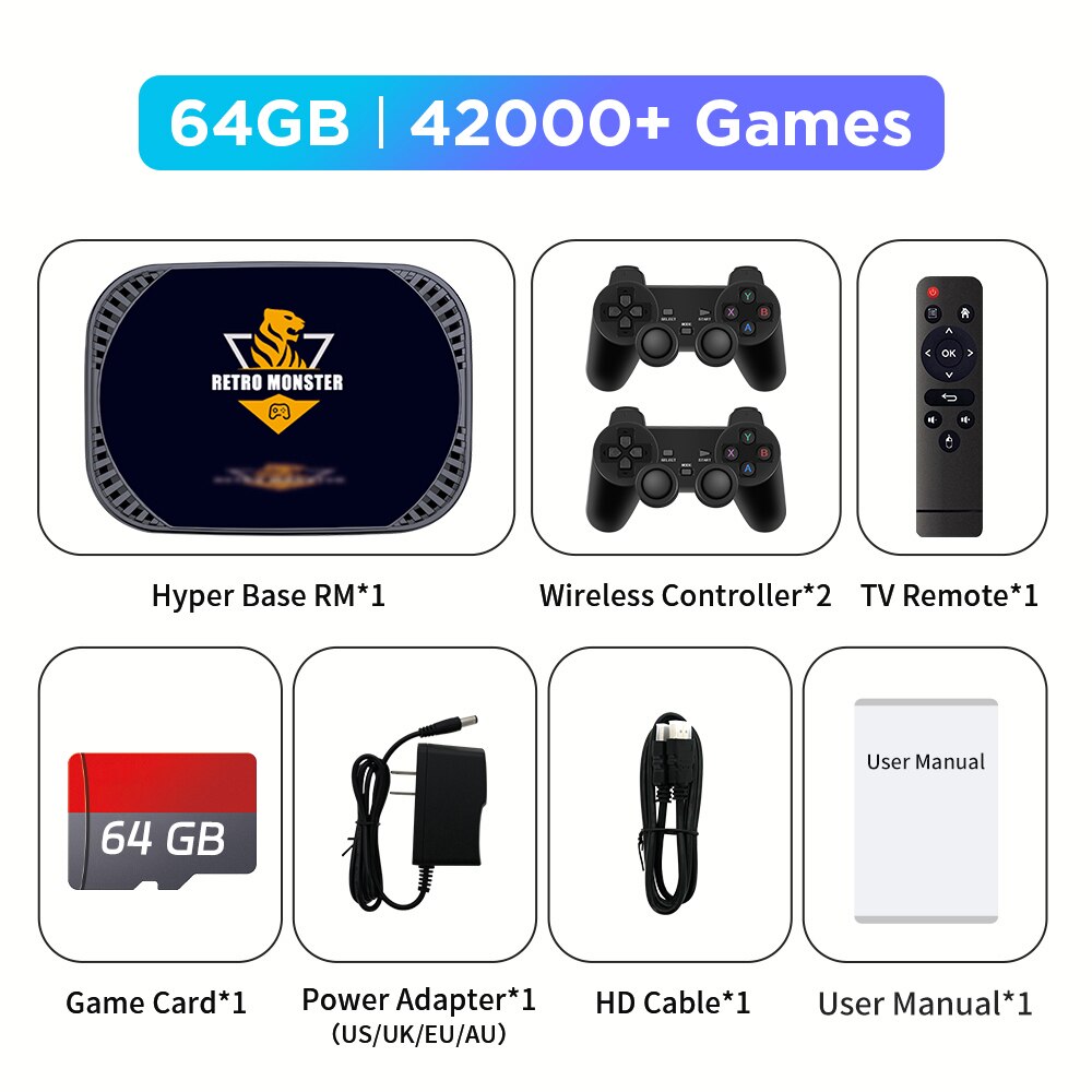S65 Retro Video Game Console For PS1/PSP/N64/DC/SS/MAME/CD Amlogic S905X4 4K HD TV/Game Box 70+Emulators 48000+Games With Controller