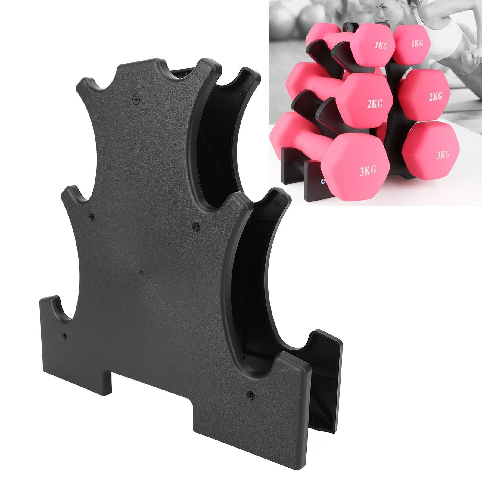 Quả tạ giá đứng 3 Tier hình dạng tháp thẳng đứng trọng lượng giá cho quả tạ nhà phòng tập thể dục tổ chức