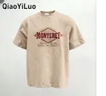 Qiaoyuluo Áo phông nam in thời trang ngắn tay dáng rộng giản dị áo thun thoáng khí thoải mái áo cổ tròn Unisex