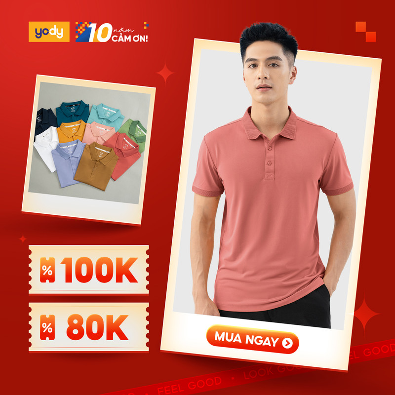 Áo polo nam coolmax bo dệt nổi YODY áo phông nam chất liệu mềm mại thoáng mát APM5179