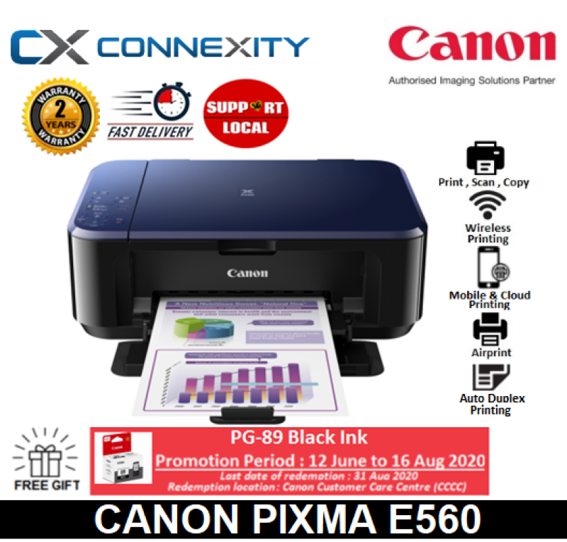 [LOCAL WARRANTY] Canon Pixma E560 (DARK BLUE) l Inkjet Printers l All-in-One Printer l Pixma E560 l Canon Inkjet Printer l Printer l AIO Printer l Canon E560 l  E560 l 560 l All-In-One Printer l Pixma Printer l Canon Pixma Printer Singapore