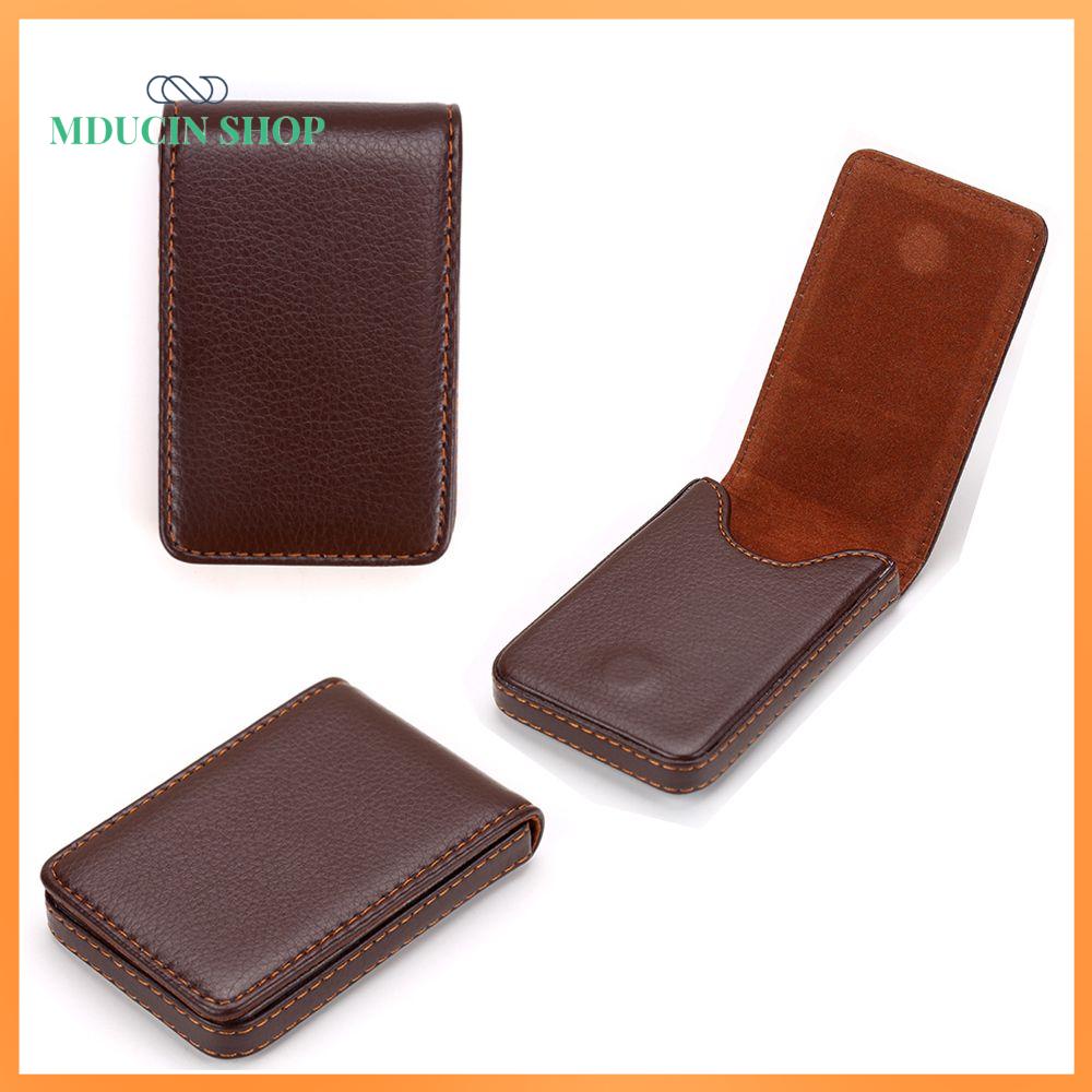 Mducin shop mới da pu dọc bao đựng danh thiếp hộp đựng thẻ nút từ túi đựng thẻ