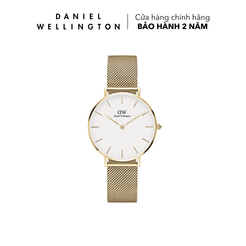 Đồng hồ Nữ Daniel Wellington dây lưới - Petite Evergold mặt trắng - vỏ vàng - 28, 32, 36 mm