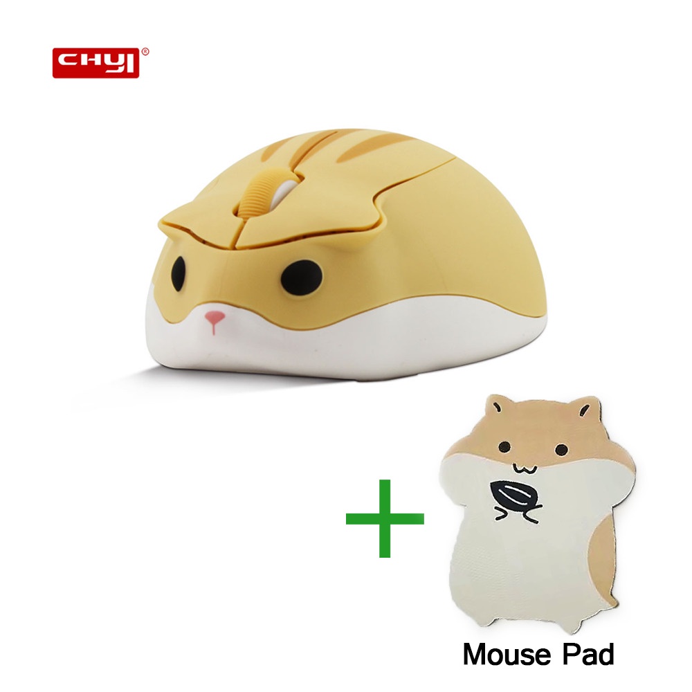 Combo Chuột Hamster 3D 1600 DPI 2.4GHz Không Dây Họa Tiết Hoạt Hình Dễ