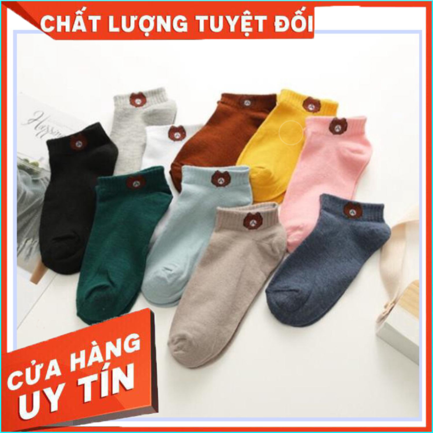 Set 10 đôi tất gấu kèm túi xinh xắn