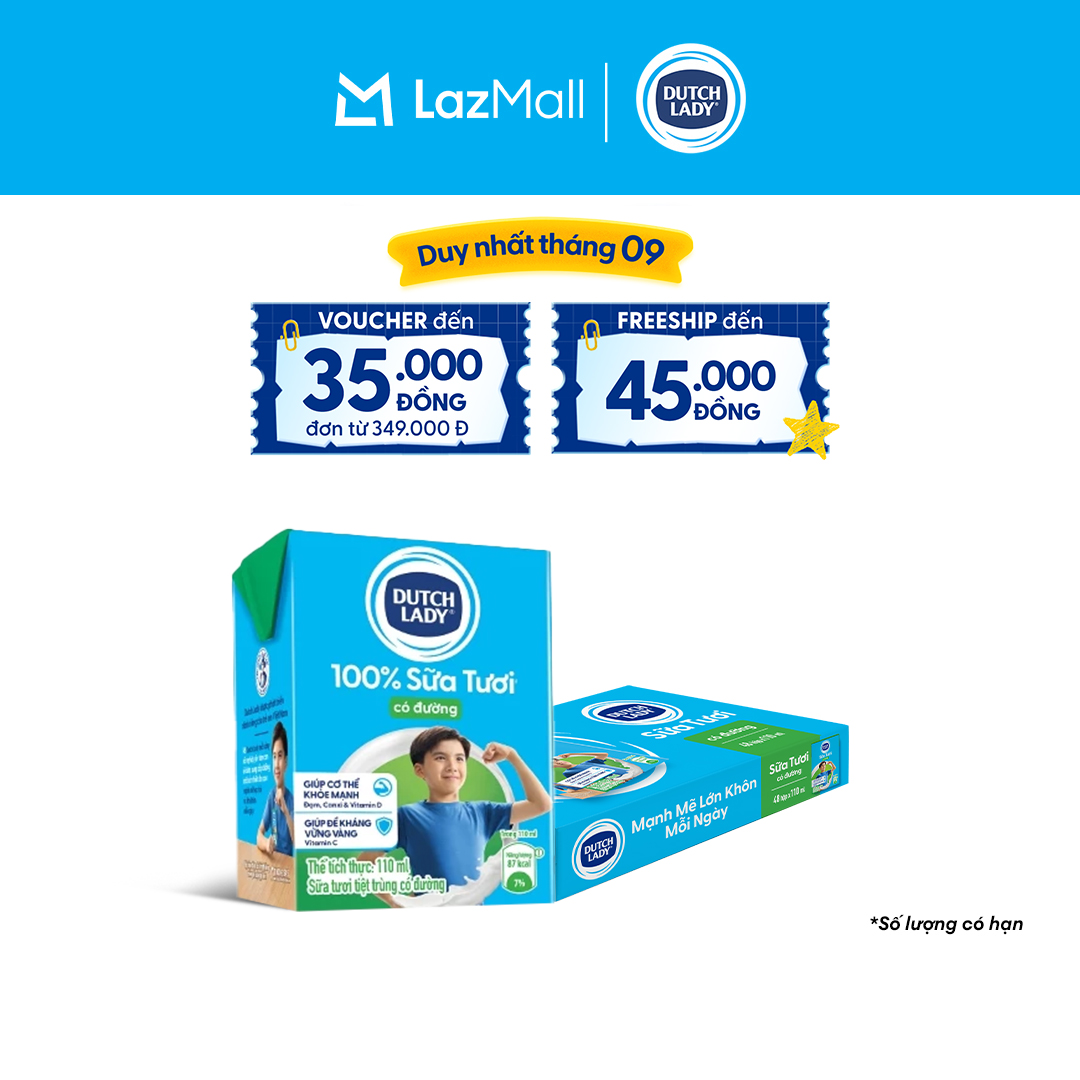 Thùng 48 Hộp Sữa Tươi Tiệt Trùng Dutch Lady Cô Gái Hà Lan Có Đường 110ml (48x110ml)