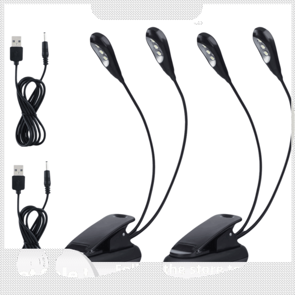 VITAL STORE 2pcs 6 hạt/8 hạt Đèn giá nhạc ​ ​ Cánh tay đôi ​ Đèn LED ​ Đèn sách ​ Di động ​ ​ Đen ​ Đèn kẹp ​ để chơi piano, dàn nhạc, đọc sách với ánh sáng điều chỉnh ​